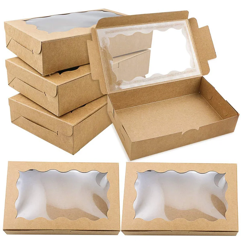 

200Pcs/Lot Transparent Window Packaging Boxes Candy Dessert Baking Cake Box For Wedding Birthday Party Gift Box