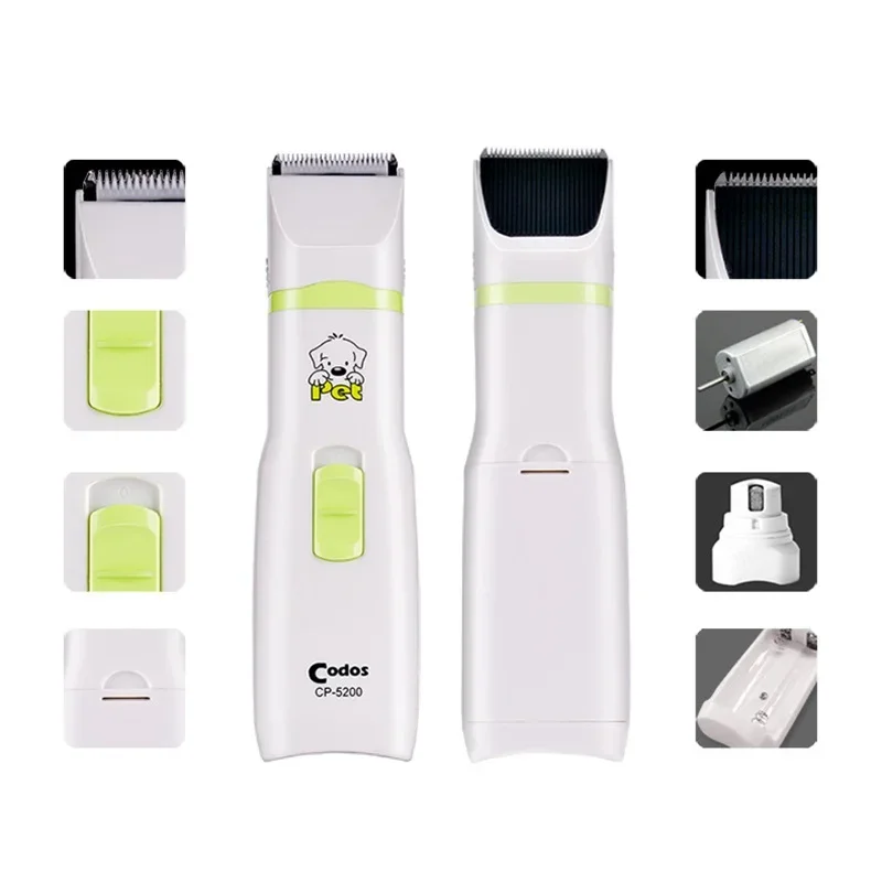 2 In 1 Pet Dog Cat Hair Trimmer Paw Nail Grinder Grooming Clippers Nail Cutter Hair Cutting Machine With Ceramic Blade CP-5200