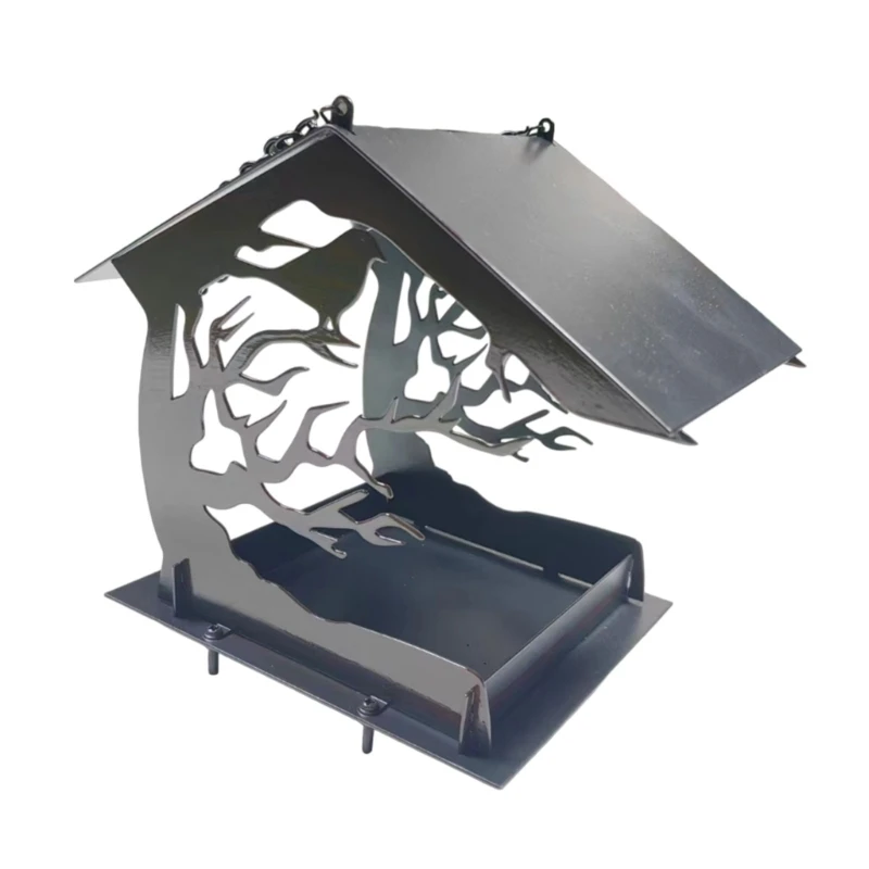

Large Capacity Bird Feeders Treehouse Shaped Tray Birdwatching for Garden DXAF