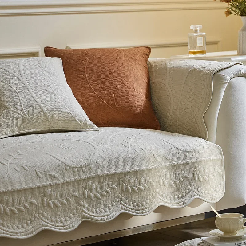 Embroidered Cotton Washed Sofa Cushion Four Seasons Universal Non-slip Cotton Fabric Living Room Sofa Cover 3