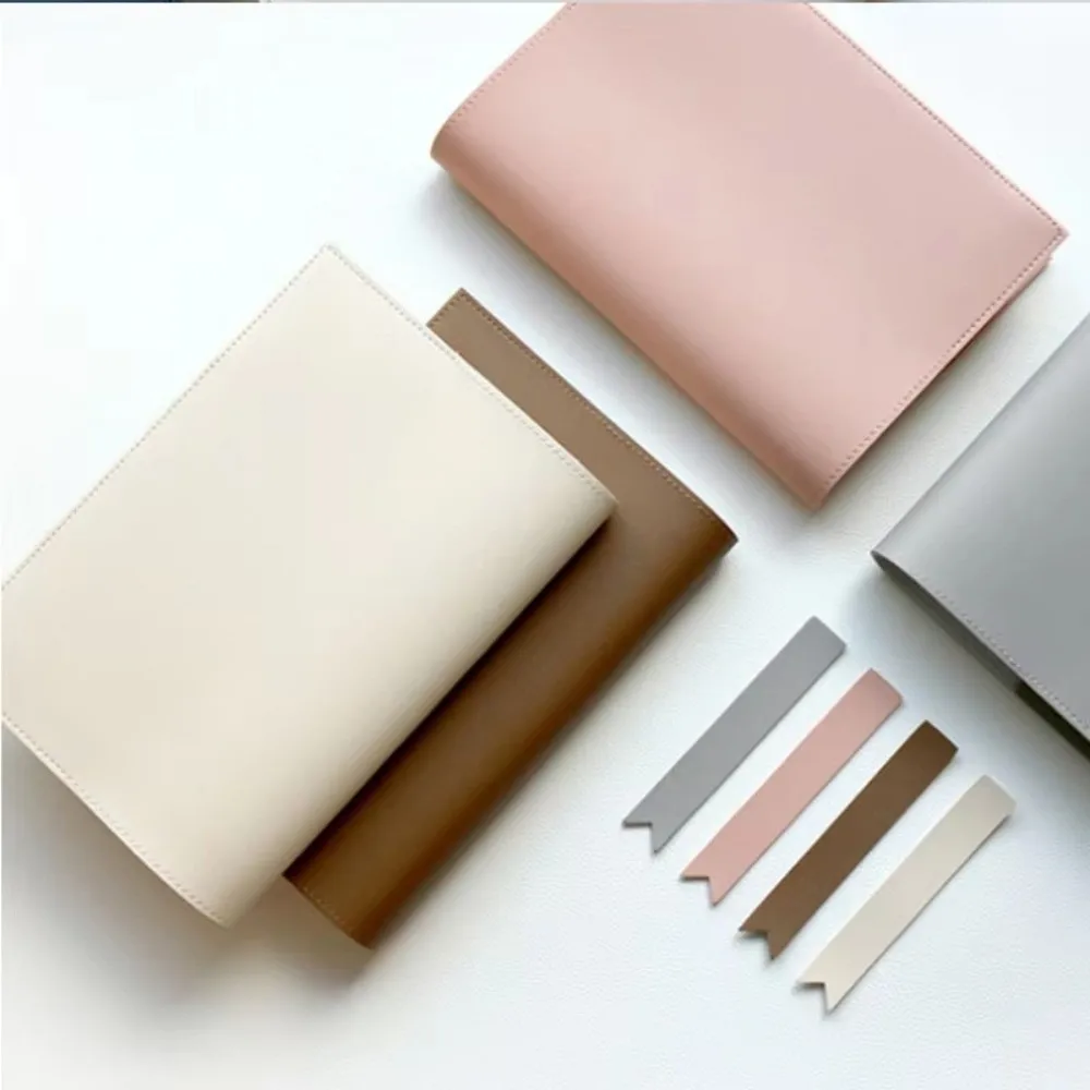 Korean Pu Leather Book Cover Solid Color No Bookmark Replaceable Cover Notebook Leather Cover Home Office Use - 2