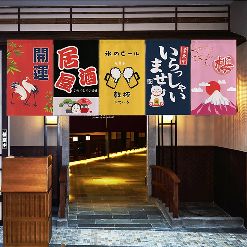 Japanese Style Door Head Half-curtain Kitchen Noren Restaurant Cuisine Izakaya BIstro Decor Short Curtains Doorway Partition 4