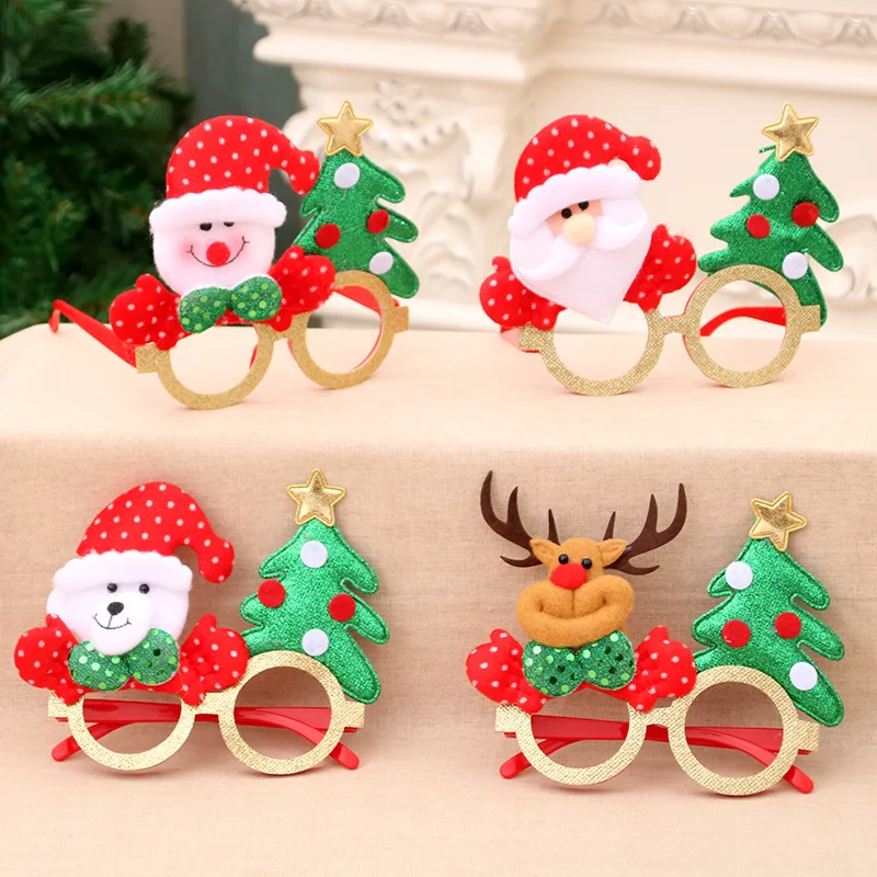 christmas funny glasses frame elk antlers decoration glasses frame children dress up christmas party cosplay props Christmas Glitter Glasses Frames Kids Adults Christmas Costume Antlers Reindeer Snowman Cartoon Eyewear Party Accessory Supplies