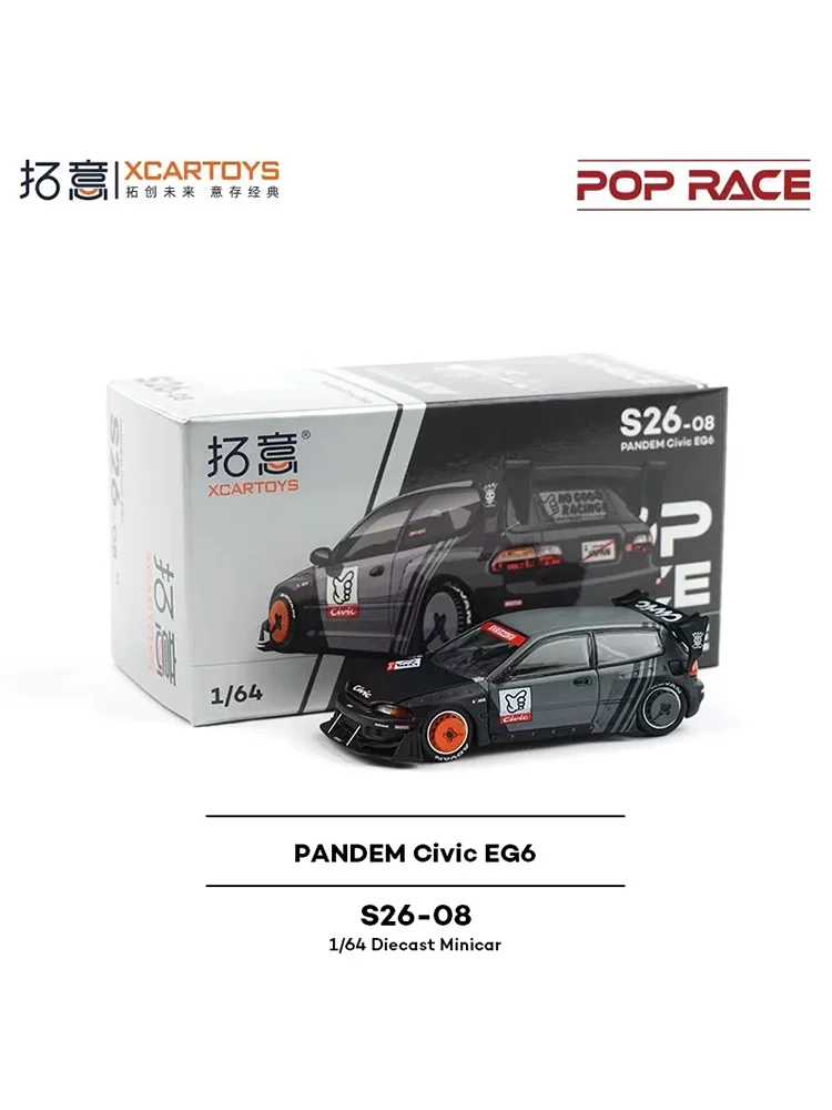 Xcartoys Poprace 1：64 MiniCar S26-08 Honda Pandem Civic EG6 Alloy Diecast Model Car Racing Cars Boy Christmas Gifts 