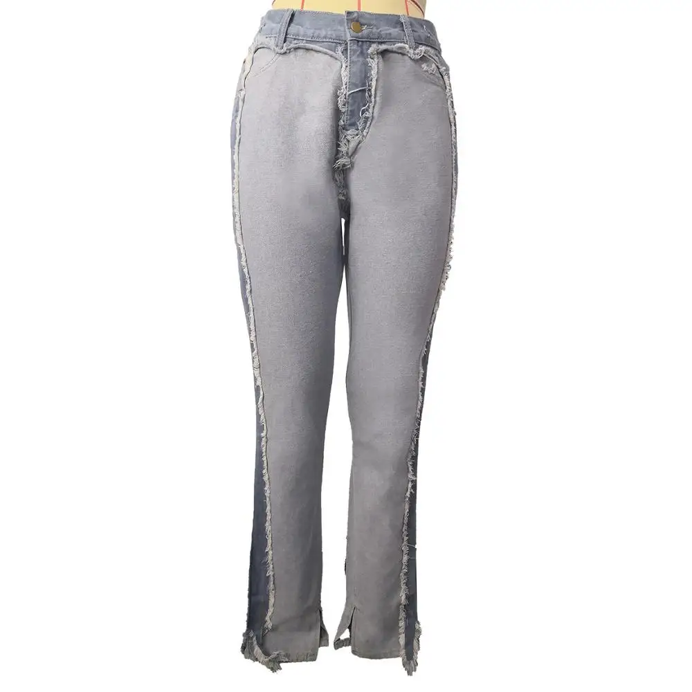 2023 Autumn and Winter New Casual Fashion Denim Fringed Jeans Women's Straight Leg Pants Baggies  Clothes  Woman Pants