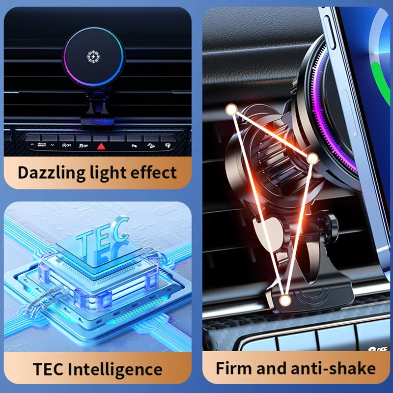 Wireless Car Charger Mount with Cooling Fan for iPhone