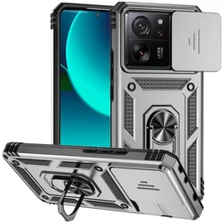 Magnetic Ring Holder Armor Shockproof Case with Lens Protection - Universal Fit for Xiaomi and Redmi Phones (Silver)