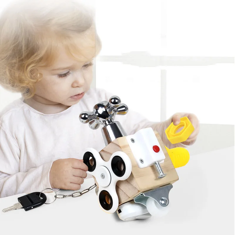 Busy Cube Wooden Busy Block Montessori Educational Toys For Children