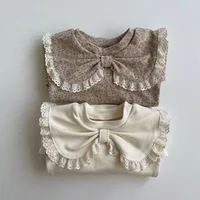 2024 Autumn New Baby Girl Long Sleeve T Shirts Infant Bow Bottoming Shirt Floral Casual Tops Toddler Kids Clothes Baby Tees 2