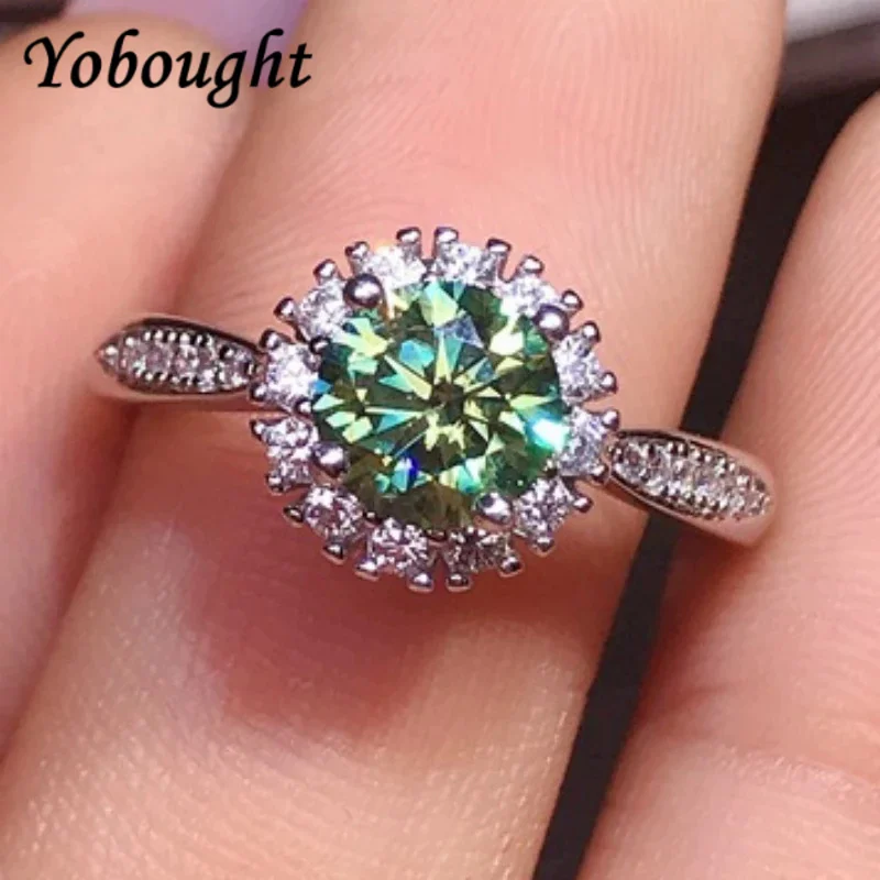 

S925 sterling silver green Mosan diamond black card waist size electroplated platinum trend WOMEN'S ring adjustable jewelry