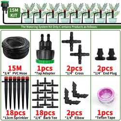 Automatic Drip Irrigation System Kit for Gardens and Greenhouses (15Meter - 18sprinkler)