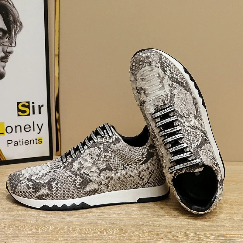 Sports Winter New Hiking Sports Trend Outdoor Casual Shoes For Men's Breathable Snake Skin Men Leather Suede Loafers Oxford обув