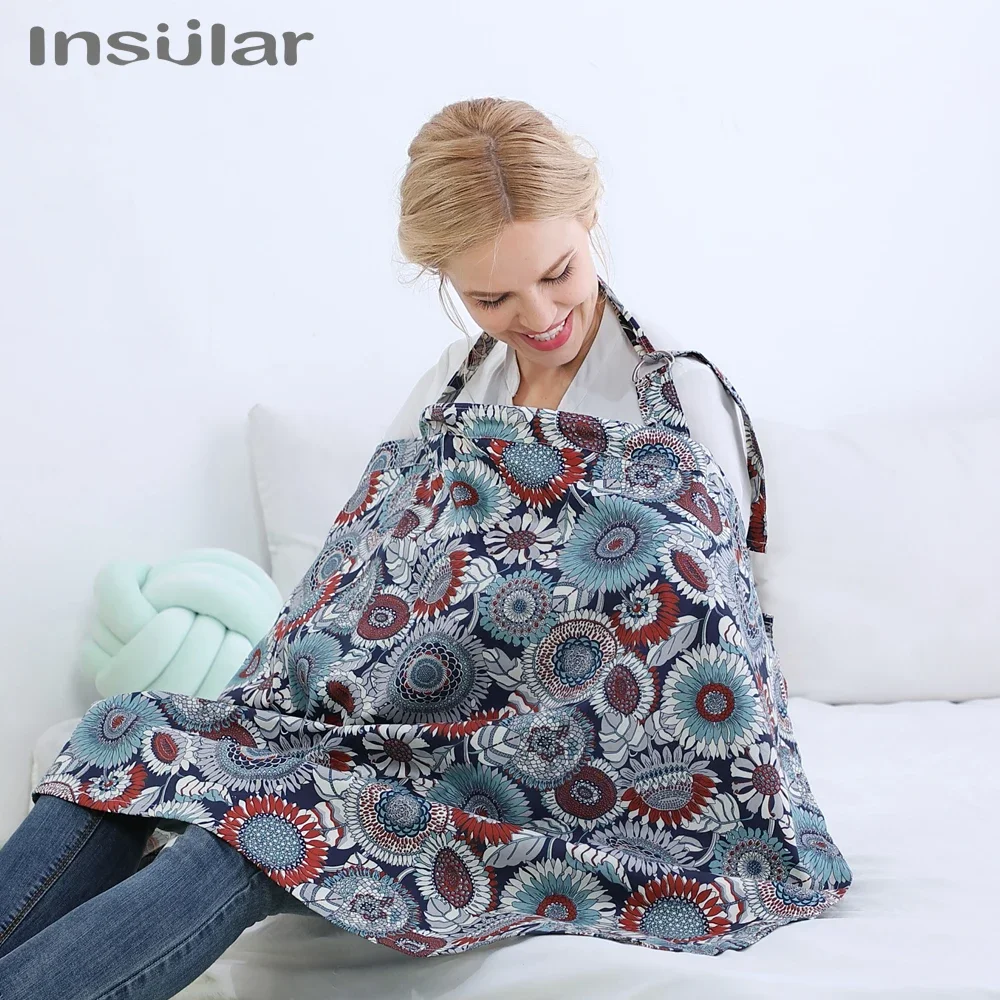 Insular Mother Outing Breastfeeding Towel Cotton Baby Feeding Nursing Covers Printed Anti-glare Nursing Cloth 100cm*70cm