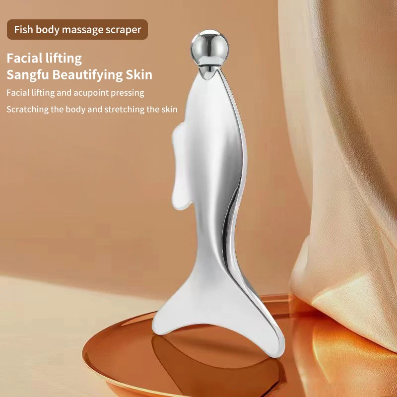 

Fish Tail Metal Gua Sha Board Face Massager Alloy Scraper Face Lifting Massage Beauty Skincare Guasha Beauty Tool