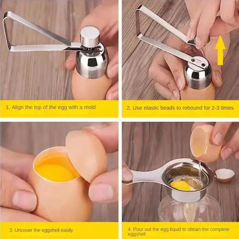 304 Metal Egg shell Opener Eggshell Cutter Creative Double Head Egg Topper Shell Opener Boiled Raw Kitchen Tools Accessories