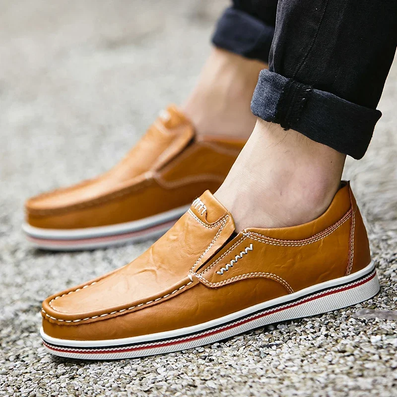 Men's Leather Casual Flats Moccasins Loafers for Party Driving casual shoes leather shoes