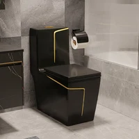 Toilet,Square Gold Line Design ,Grey Color Water Closet ,Bathroom Wc, One Piece Ceramic ,Marble Toilet 3