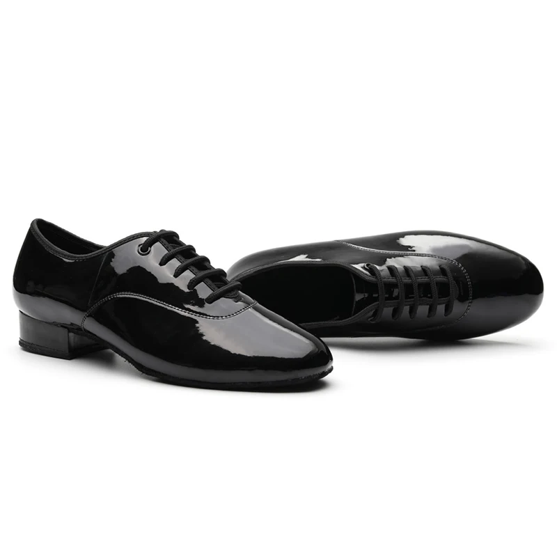 DKZSYIM Men's Latin Dance Shoes Leather Ballroom Modern Tango Dance Shoes For Boys Lace-Up Teachers Dance Sneaker Heels 2CM 4