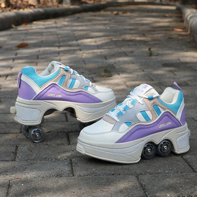 Chaussure à Roulettes Homme Patin à Roulettes 2-en-1 Pour Adultes