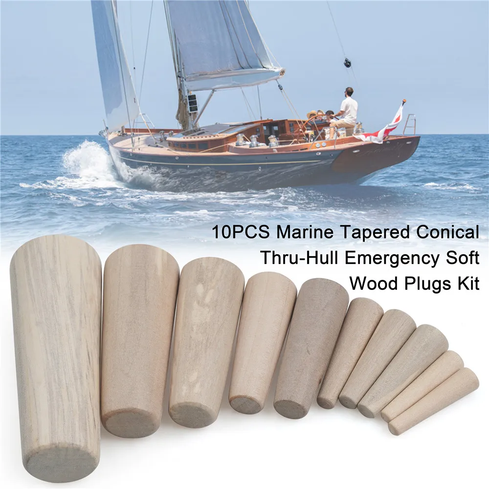 10Pcs Wooden Hole Plugs Kit 7 Sizes Marine Tapered Conical Drain Stopper scupper plugs for boats Yacht Parts and Accessories 5