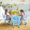 AOOU Kids Table and 4 Chairs Set, Height Adjustable Toddler Study Table Set, Multi-Activity Art Table Graffiti Desktop Age 2-10 1