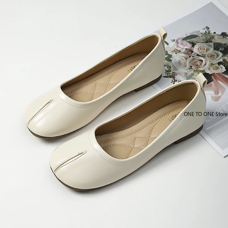 41-43Tabi Ninja Shoes Woman Microfiber Leather Comfy Flats Split Toe Slippers Soft Bottom Loafers Brief Ladies Trotter Moccasins 3
