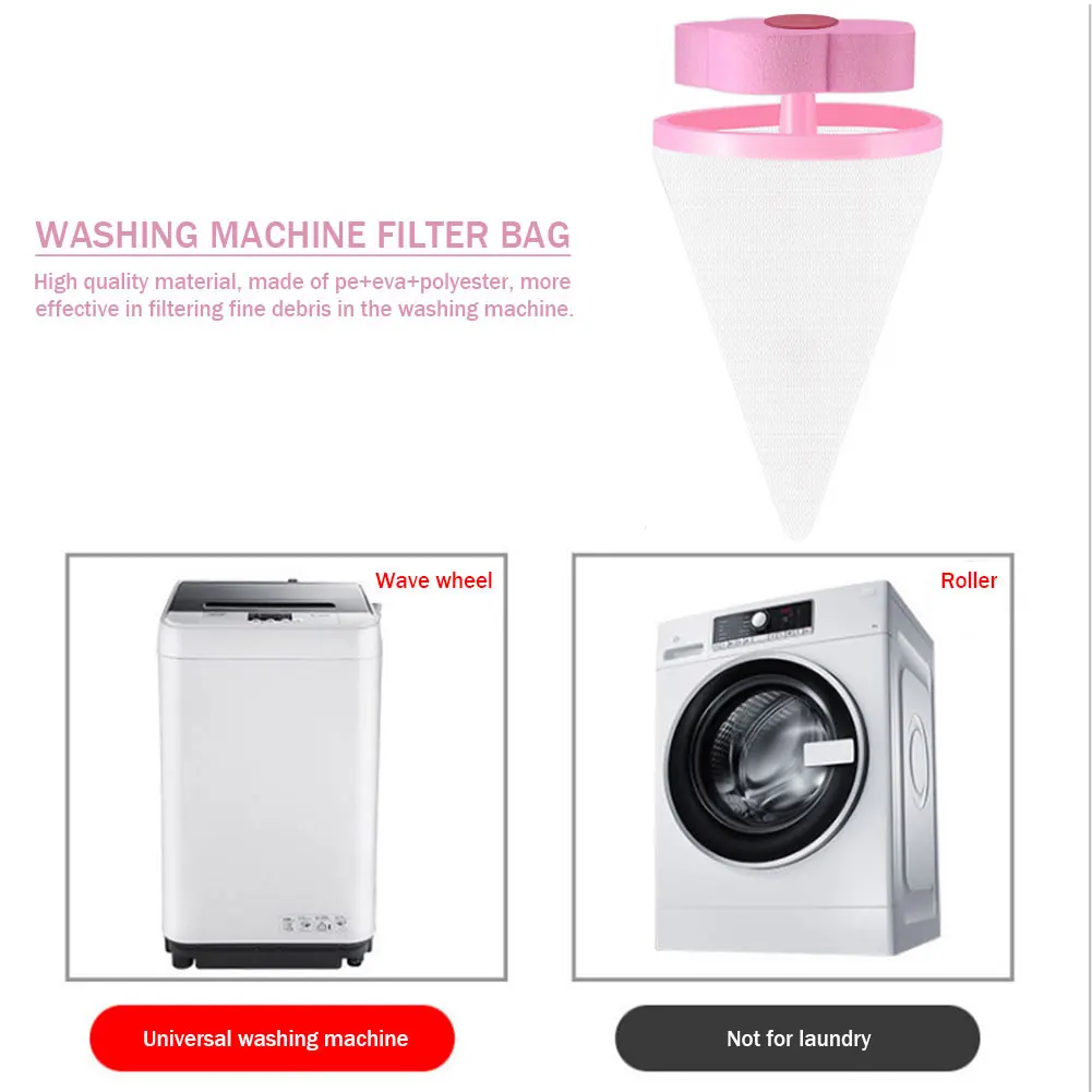 1/2 Pcs Washing Machine Pet Fur Catcher Reusable Flower Shaped Filter Net Household Lint Mesh Bag for Dog Cat Fur Hair Collector
