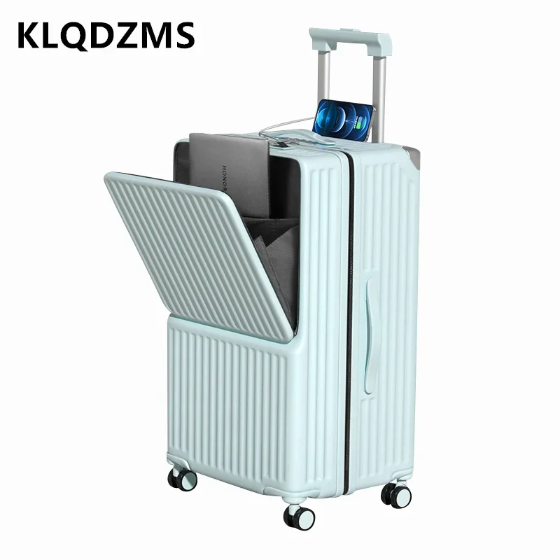 

KLQDZMS Women's Suitcase Large Capacity Trolley Case Front Opening Laptop Travel Bag 24“26”28"30 Inch ABS+PC Men's Luggage
