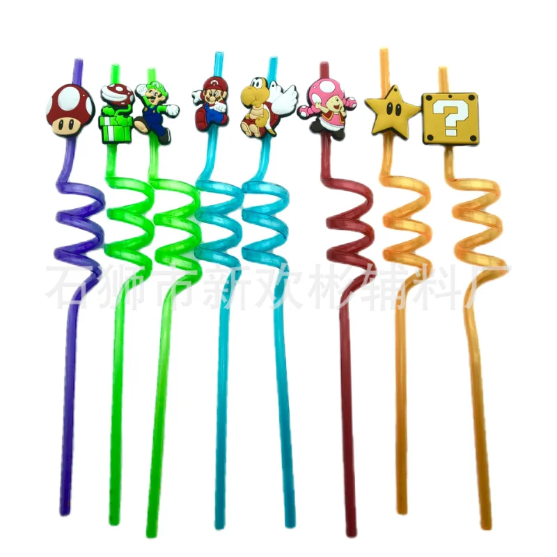  24 Pack Super Bros Reusable Straws Anime Theme Mario Cocktail  Drink Straws with 2 Cleaning Brushes 8 Designs for Super Bros Mario Theme  Birthday Party Favor Supplies 6 color Straws : Health & Household