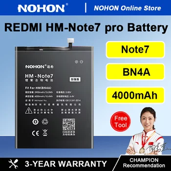 NOHON 4000mAh Battery for Redmi Note 7 Note 7Pro BN4A Replacement Battery for Xiaomi Redmi Note7 XM Note7Pro with Free tools