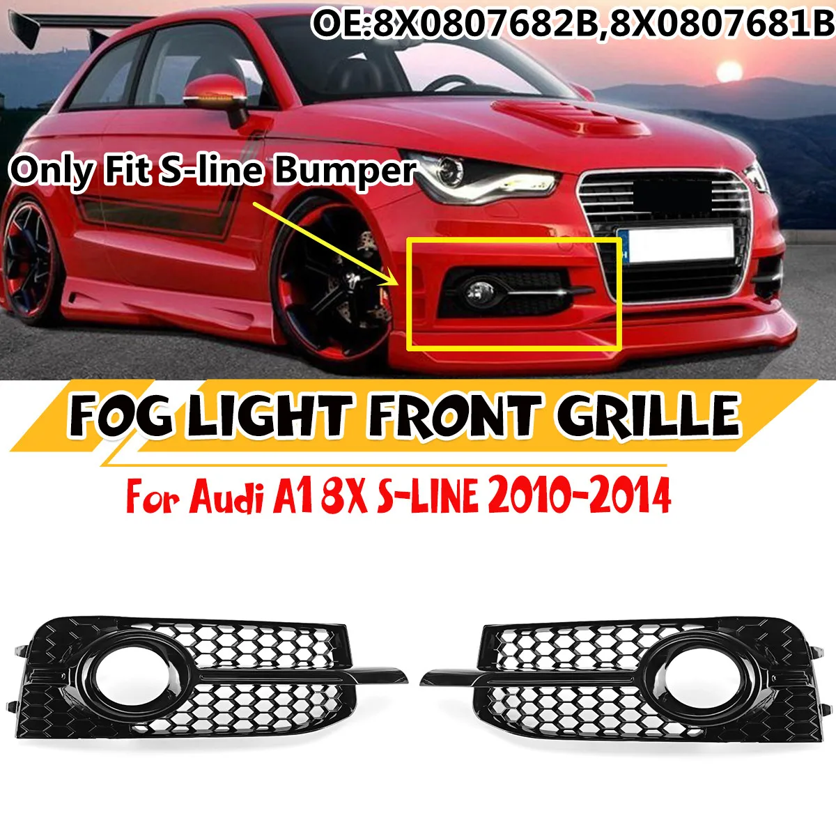Pexorin 自動左右サイドフロントバンパー修正されたハニカムフォグライトグリルグリルカバー、アウディ、Q5 8R 2009 20 DEMULAX 自動左右サイドフロントバンパーフォグランプグリルグリルカバー、アウディ、A5 2008 2009 2010 2011 DEMULAX  自動左右サイドフロントバンパー修正されたハニカムフォグライトグリルグリルカバー、アウディ、Q5 8R 2009 20 車フロントバンパー ランプ グリルグリル ...