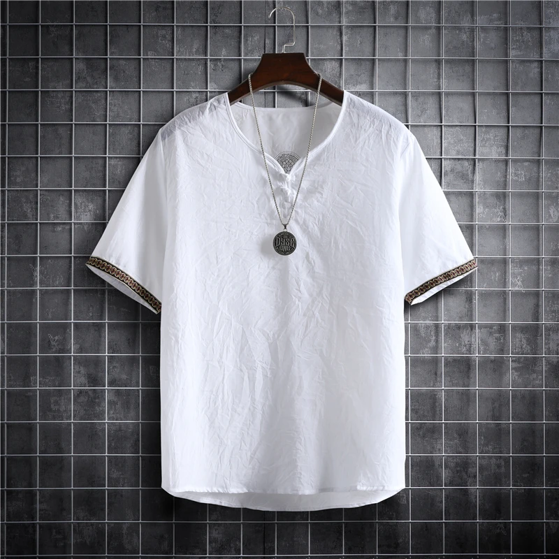 Japanese Style Kimono Men Summer Men Three Quanter Sleeve T-shirt Asian Clothes Traditional Chinese Clothing Japanese New