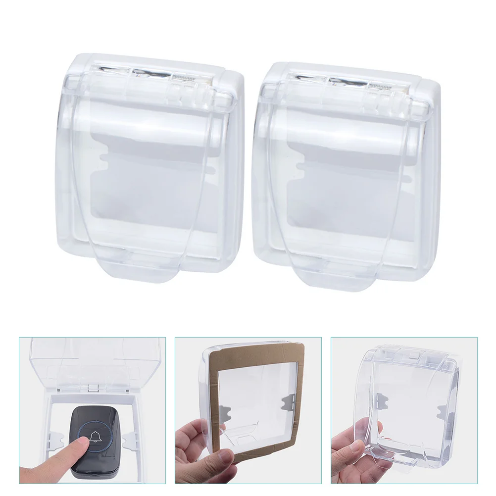 

2 Pcs Doorbell Waterproof Shell for Attendance Machine Rain Cover Switch Protective Transparent Rainproof