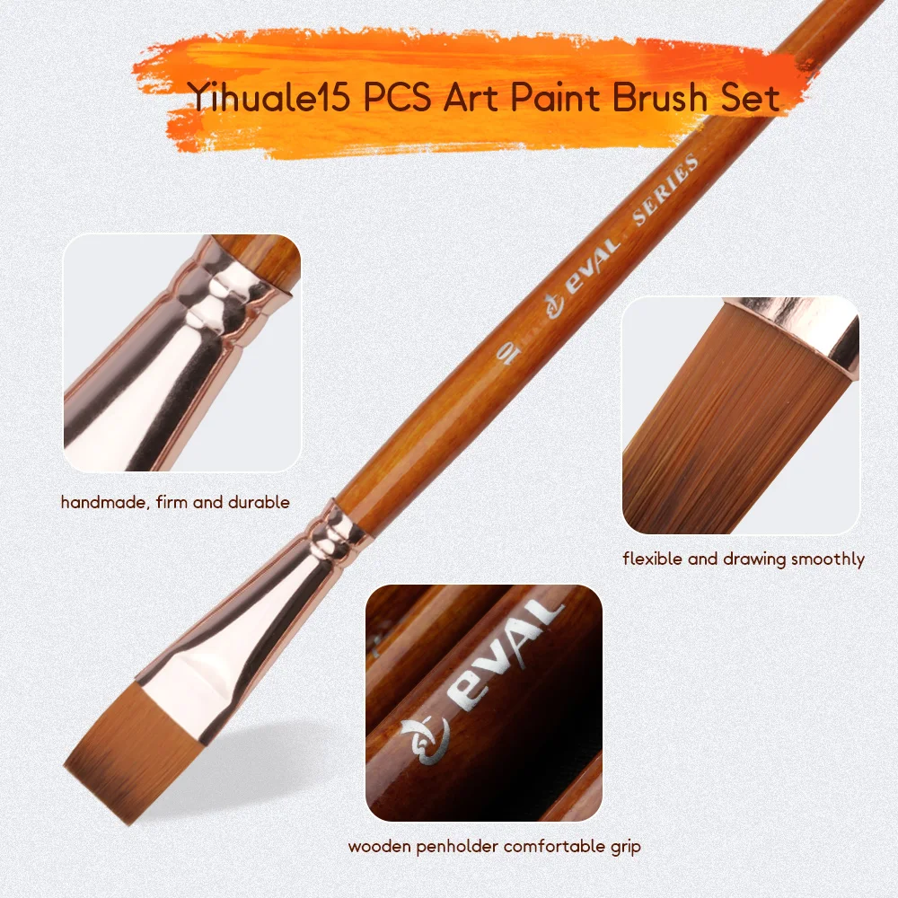 EVAL 17PCS Paint Art Brushes Hog Bristle Watercolor Paint Brush Set Fan  Hook Liner Brush for Oil Acrylic Painting Pen