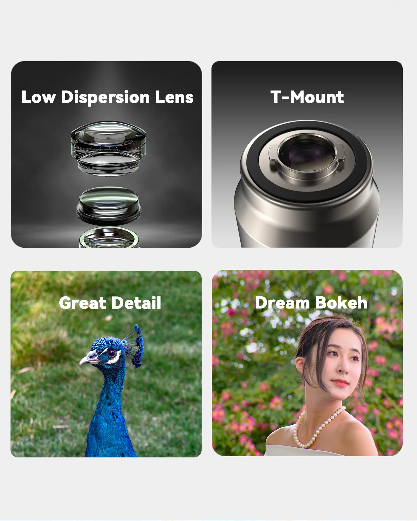 Fotorgear Universal 135mm Telephoto Lens T-mount Retro Mobile Phone External Len