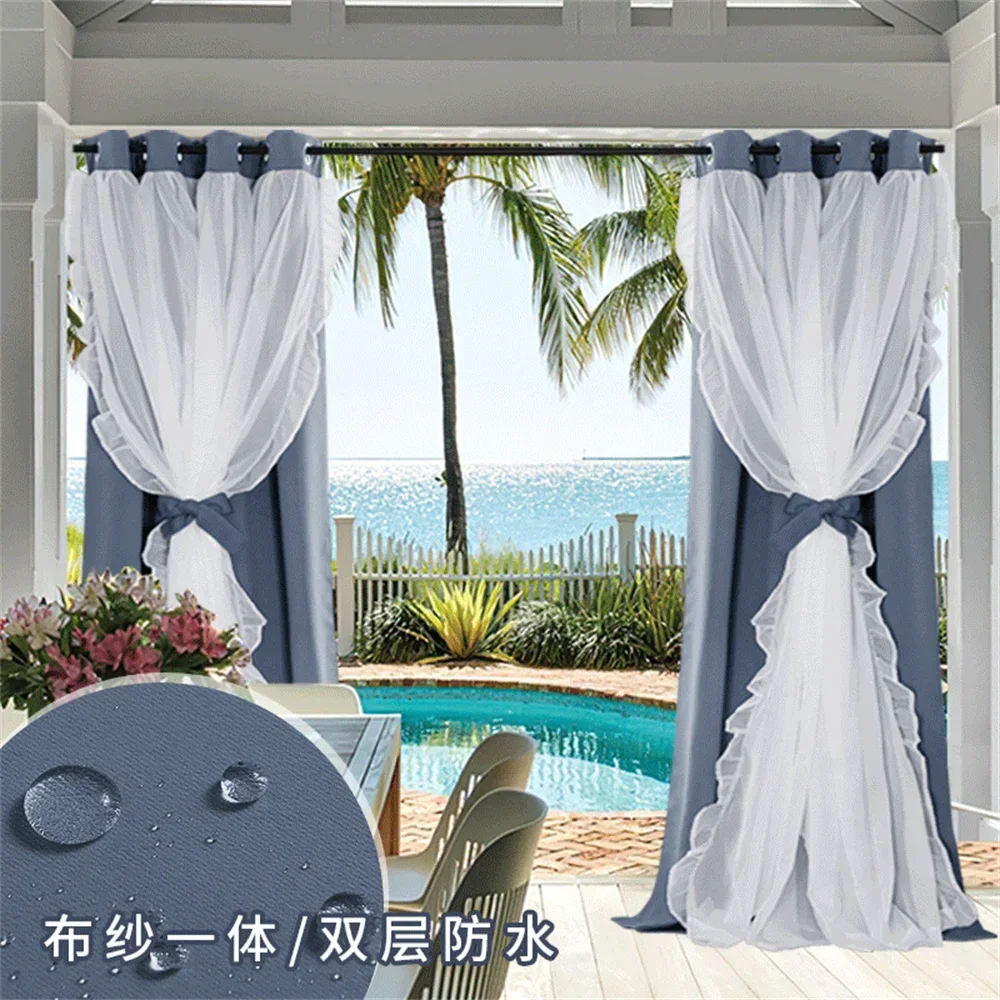 

RYBHOME 15 Colors Waterproof Outdoor Curtain Blackout Patio Curtains Window Drapes for Porch Pergola Cabana Gazebo 1 Panel