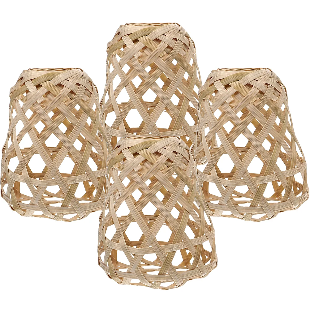 

4 Pcs Bamboo Lampshade Ceiling Light Baskets Decorations Replacement Weaving Hanging Woven Pendant Miss