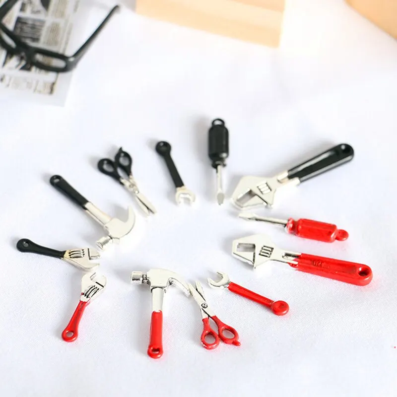 6Pcs Dollhouse Miniature Repair Kits Accessories Miniature Hammer Wrench Doll House Furniture Decoration