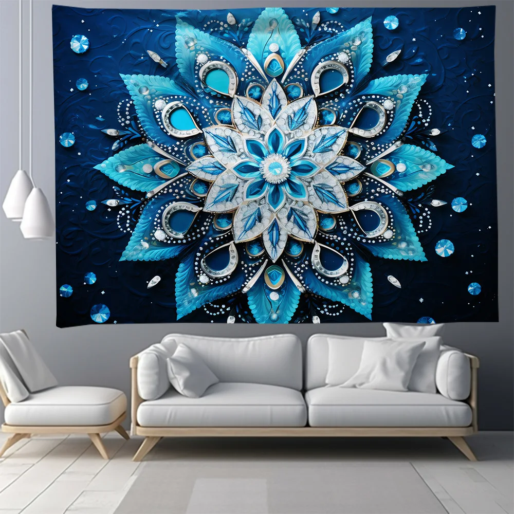 

Tapestry Blue Mandala Series Room Decoration Background Cloth Nordic Home Living Room Decorative Wall Tapestries Customization