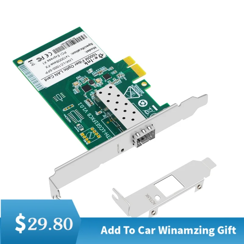Placa de Rede Gigabit Fiber Adaptador Lan Pci Express Ethernet Nic Sfp Porta sc 1000mbps Pcie