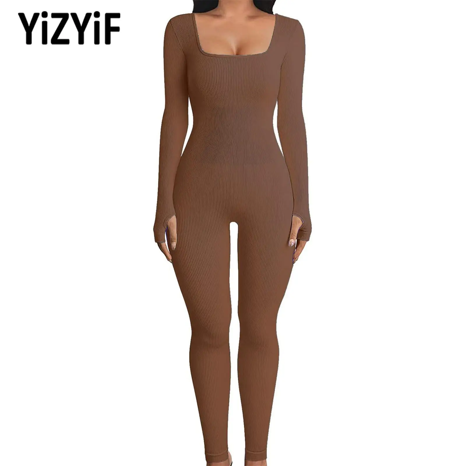 

Women Skinny Jumpsuit Activewear Sports Yoga Gymnastic Jumpsuit Catsuit Sportswear Breathable Sheer Long Sleeve Low Cut Bodysuit