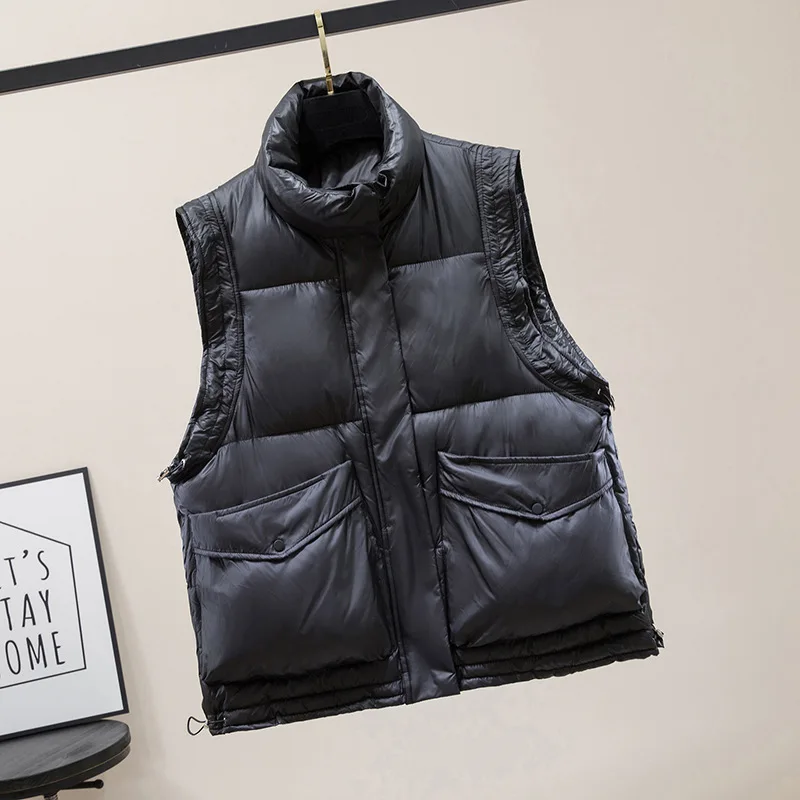 

Cotton Women's Mid Length 2021 Autumn/Winter New Korean Fashion Hooded Slim Fit Oversized Cotton Vest
