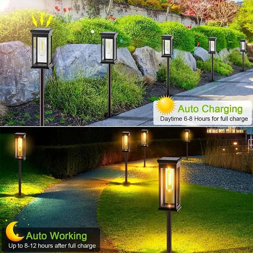 Outdoor Solar Pathway Lights Warm Light Waterproof Solar Garden Lights Landscape
