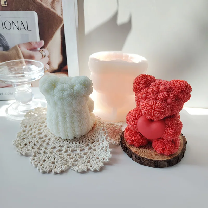 Molds F Candle Valentines Day  Bear Heart Silicone Mold - Bear Silicone  Mold Heart - Aliexpress