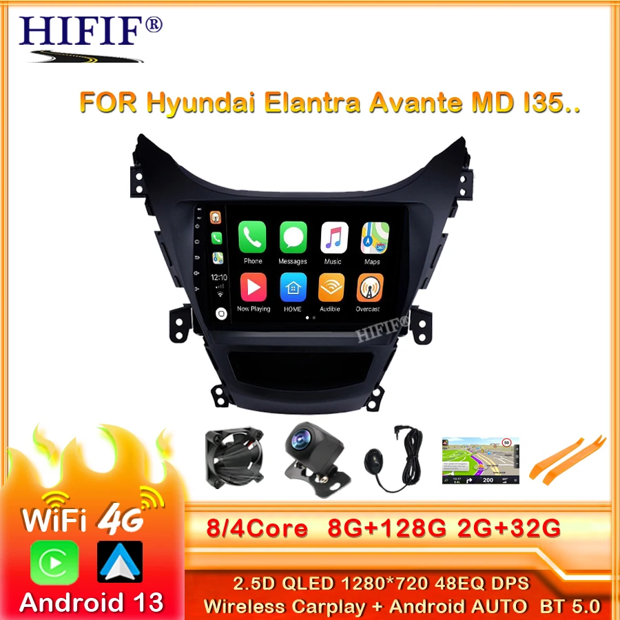 

CarPlay Car Radio Multimedia Player For Hyundai Elantra Avante MD I35 2011-2013 DSP Andorid 13 Auto GPS 2din autoradio