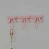 Pink Bow Wall Coat Racks Hanging Clothes Bag Long Strip Hook Entrance Door Keys Holder White Bathroom Wall Hangers Room Decor 4