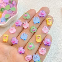50Pcs New Cute Resin Mini Cartoon Animal Green Ghost Series Flat Back Manicure Parts Embellishments For Hair Bows Accessories 1