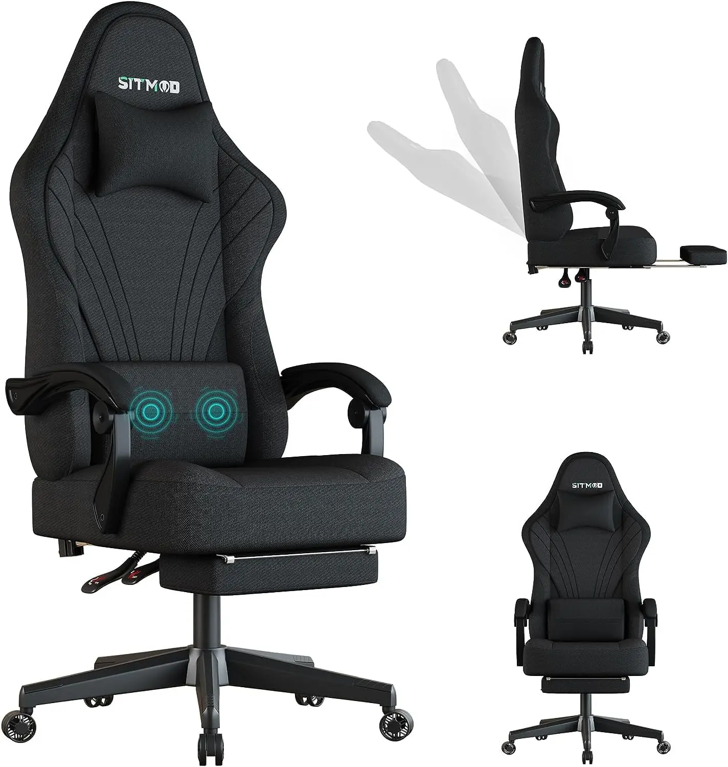 

Gaming Chair,Big and Tall Gaming Chair with Footrest,Ergonomic Computer Chair,Fabric Office Chair with Lumbar Support