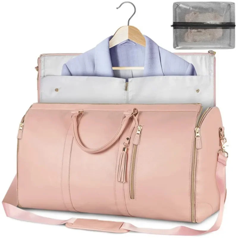 

Large PU Folding Suit Storage Bag Women High Capacity Clothing Luggage Bag Multifunction Outdoor Travel Sport Organizer Bags