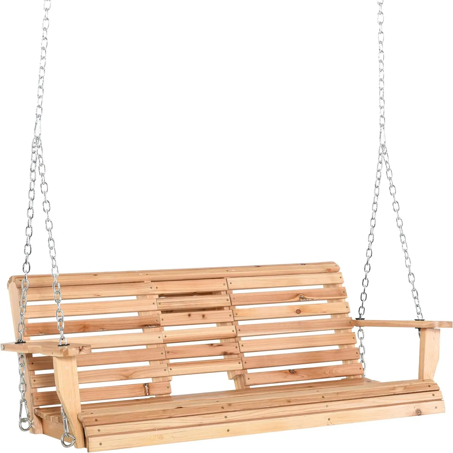 

Outsunny 3-Seater Wooden Porch Swing, Patio Swing Bench with Folding Coffee Table, Cup Holders and Chains Included, 440lbs Weigh